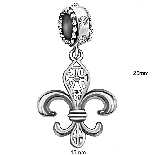 Fleur De Lis Flower Charm Dangle Birthstone Womens Beads Charm for Bracelets Father Daughter Mother Son Wife Jewelry2