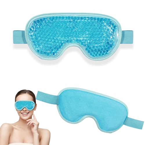 QUALITYLUX Antifaz Frío para Migrañas. Máscara de Gel para Dolor de Cabeza y Ojos Secos. Alivio Rápido para Migraña, Blefaritis y Parches Ojeras y Bolsas,Antifaz Dormir y Mascarilla Refrescante (AZUL)