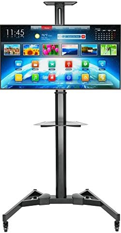 PriMount Universal Telescopic Height Adjustable Mobile Smart TV Cart TV Stand with Mount for LED LCD Plasma Flat Panel Screens and Displays 37" to 70 inch up to 110 lbs (MC-70)