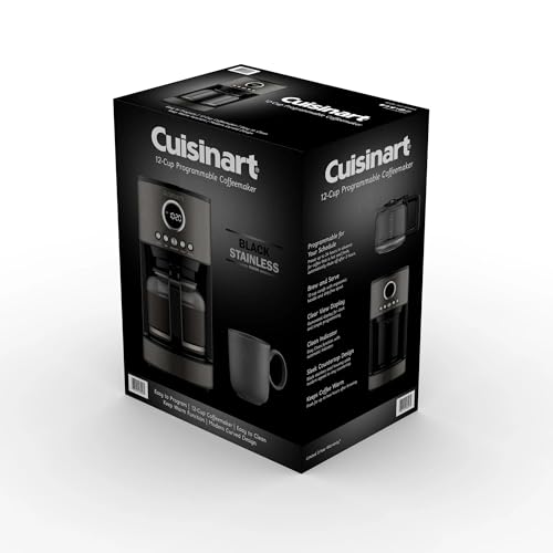 Image of Cuisinart Stainless Steel 12-Cup Coffee Machine, Black Stainless Steel DCC-1220BKS