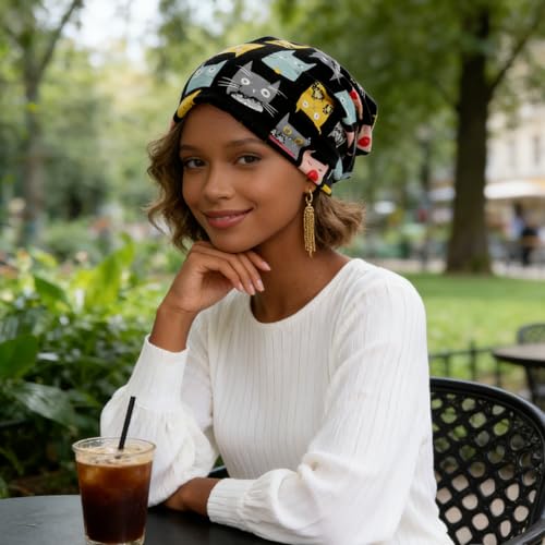 Image of PALAY Slouchy Beanie Chemo Cap for Women, Boho Print Bandanas Skull Cap, Fashion Soft Stretch Chemo Scarf, Casual Saggy Head Scarves for Women (All Seasons Use)