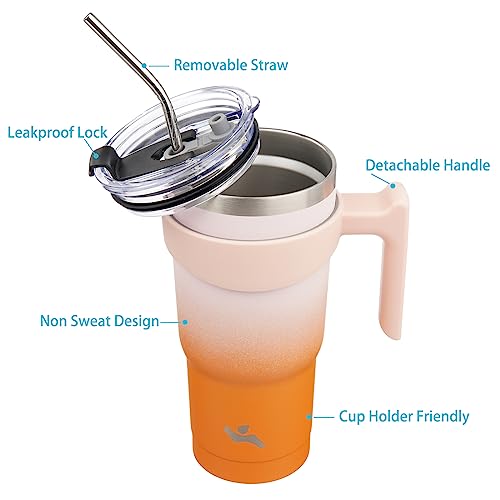 Image of Konokyo 20 oz Tumbler with Handle and Straw, Insulated Travel Mug