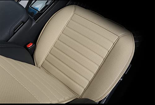 EDEALYN Universal Car Seat Cover PU Leather Car Seat Cushion Driver Seat Cover with Backrest - Car Front Seat Protector Fits 95% of Vehicles-1 Piece (Beige-B)