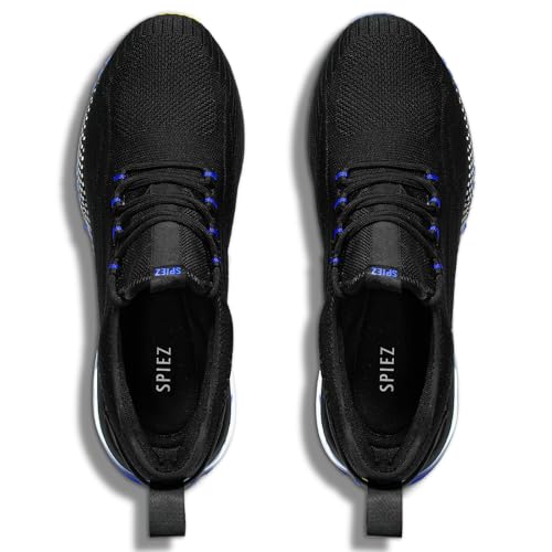 SPIEZ Composite Toe Shoes for Men Women, Lightweight Breathable Non Steel Toe Safety Shoes, Puncture Proof Slip Resistant Work Sneakers Black Blue/Black Yellow US5-123