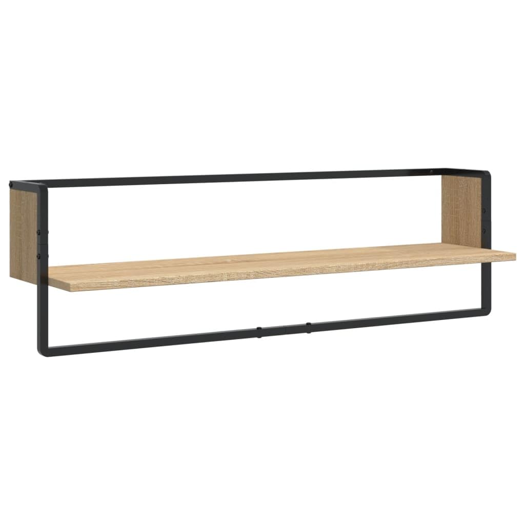 vidaXL Ensemble d'Étagères Murales avec Barres 6 pcs, Étagères Flottantes avec Rangement, Étagères de Présentation Suspendues, Moderne, Chêne Sonoma