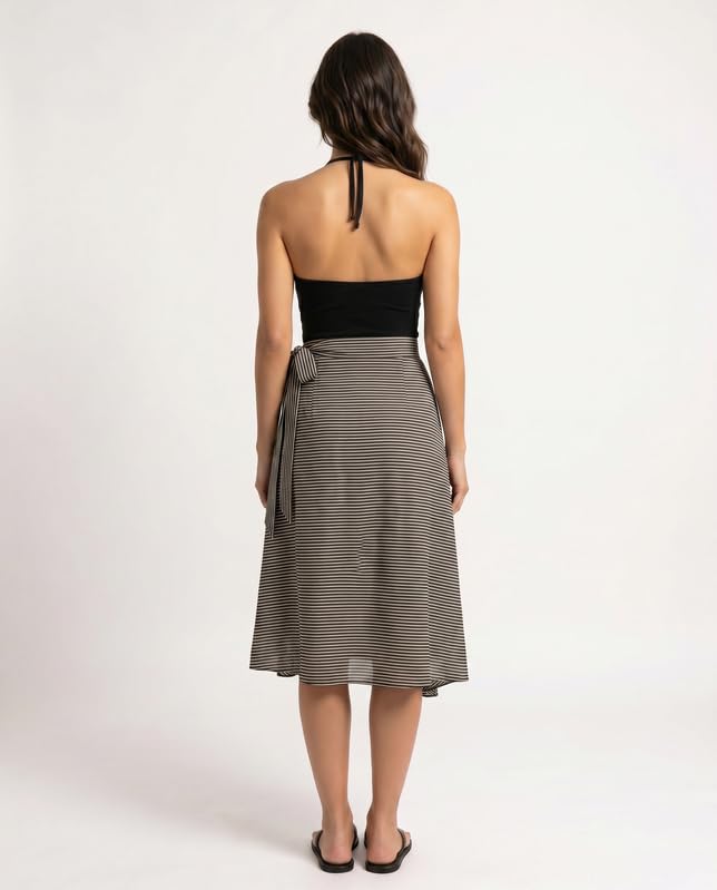 Image of Women's Boho Skirt High Low Split Summer Beach Midi Wrap Skirts