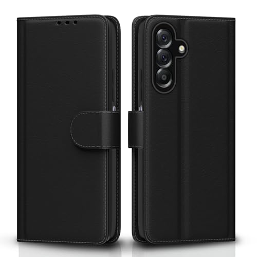 Image of Pikkme Flip Cover for Samsung Galaxy M17 5G / A17 5G / F17 5G Leather Finish | Inside TPU with Card Pockets | Wallet Stand and Shock Proof | Complete Protection Flip Case(Black)