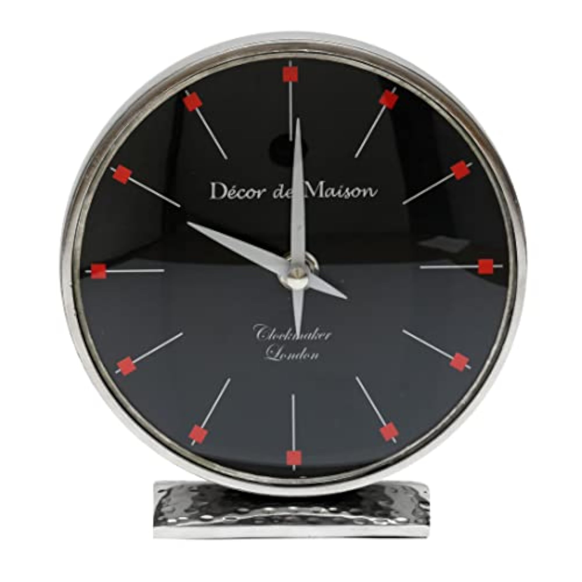 Handcrafted Marbellic Analog Table Clock Silver