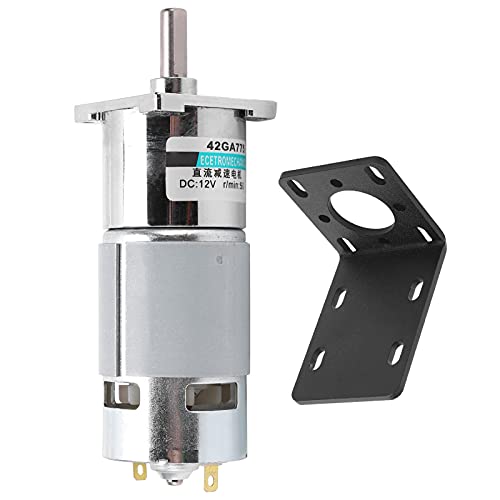 DC Gear Motor XD42GA755 Low Speed CW CCW Permanent Magnet High Torsion Copper Coil with Bracket Sport Control 12V (50rpm/min)