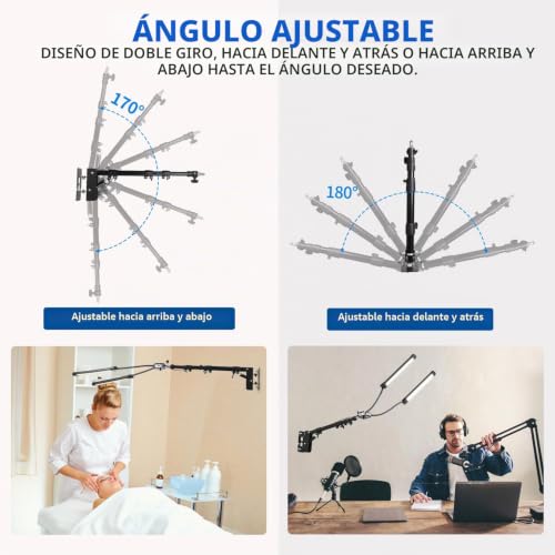Lámpara de brazo doble LED regulable con brazo triangular de 105 cm de 50W 4