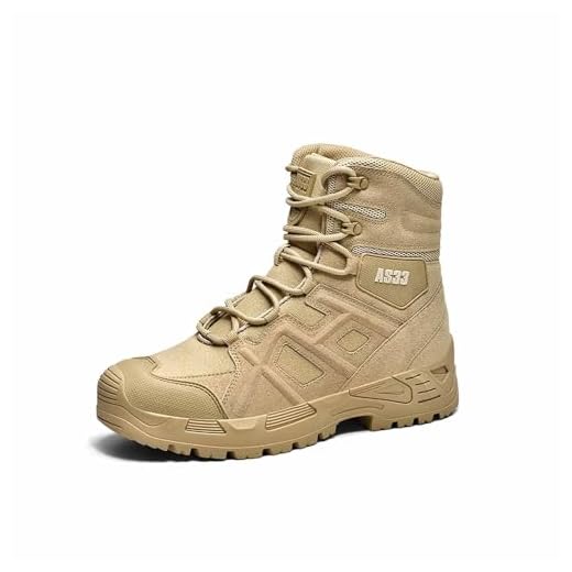 Bota tática militar masculina, botas militares leves casuais ao ar livre camurça durável para caminhadas ao ar livre botas respiráveis de combate militar no deserto (Color : Brown, Size : 47 EU)