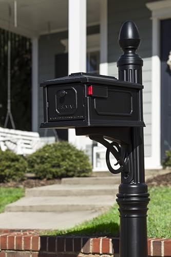 Architectural Mailboxes Stratford Plastic Mailbox and Post Kit, SC000BAM, Black, Medium Capacity