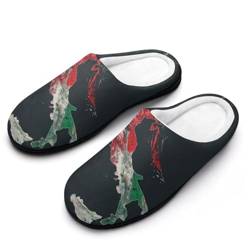 Italy Flag Vintage Italian Italia Women's House Slippers Anti-Slip Cotton Home Shoes with Rubber Soles for Indoor Outdoor