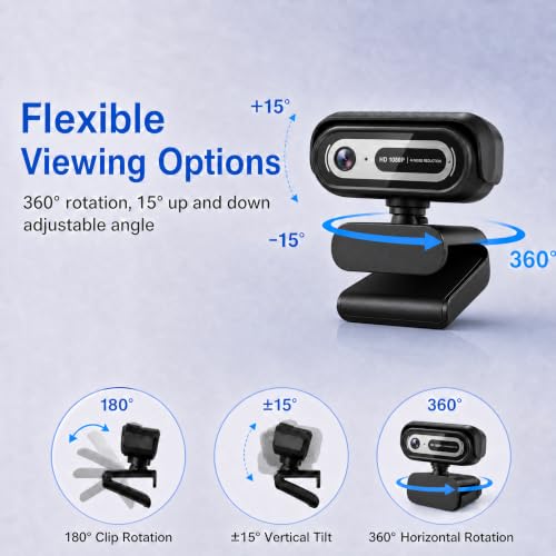 Sihynson 1080P Webcam for PC,90°FOV Web Camera with Noise-Canceling Microphone, USB Plug-and-Play Computer Camera, 30FPS &Privacy Cover Web Cam for Online Calling/Conferencing, Laptop/PC - image 4