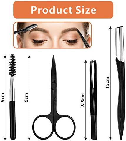 Eyebrow Set, Eyebrow Trimming Kit,Eyebrow Grooming Kit, Include Eyebrow Razor, Eyebrow Brush,Eyebrow Scissors, Facial Trimmer, Shaver, Tweezers, for Women and Men(11 Pcs,Black)