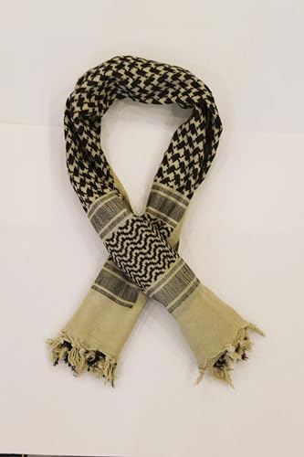 Image of Cotton Shemagh Keffiyeh Scarf - Lightweight Tactical Desert Head Neck Wrap, Sun Protection Outdoor Scarf for Summer Hiking