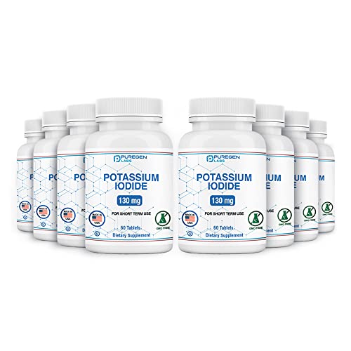 Potassium Iodide Tablets 130 Mg Exp 10/2025, Kosher Iodine Tablets, Thyroid Support – 8 Pack | 480 Tablets Total #TOP19