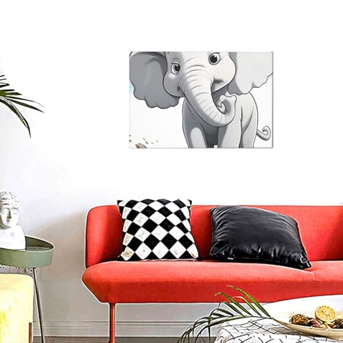 Toile murale éléphant blanc tableau salon moderne 30x45