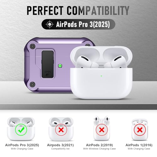 Image of Compatible with Airpods Pro 3 Case(2025),for Airpods Pro 3rd Generation Cases Cover with Keychain Cleaner Kit Soft Silicone Shockproof Cover for Women Men