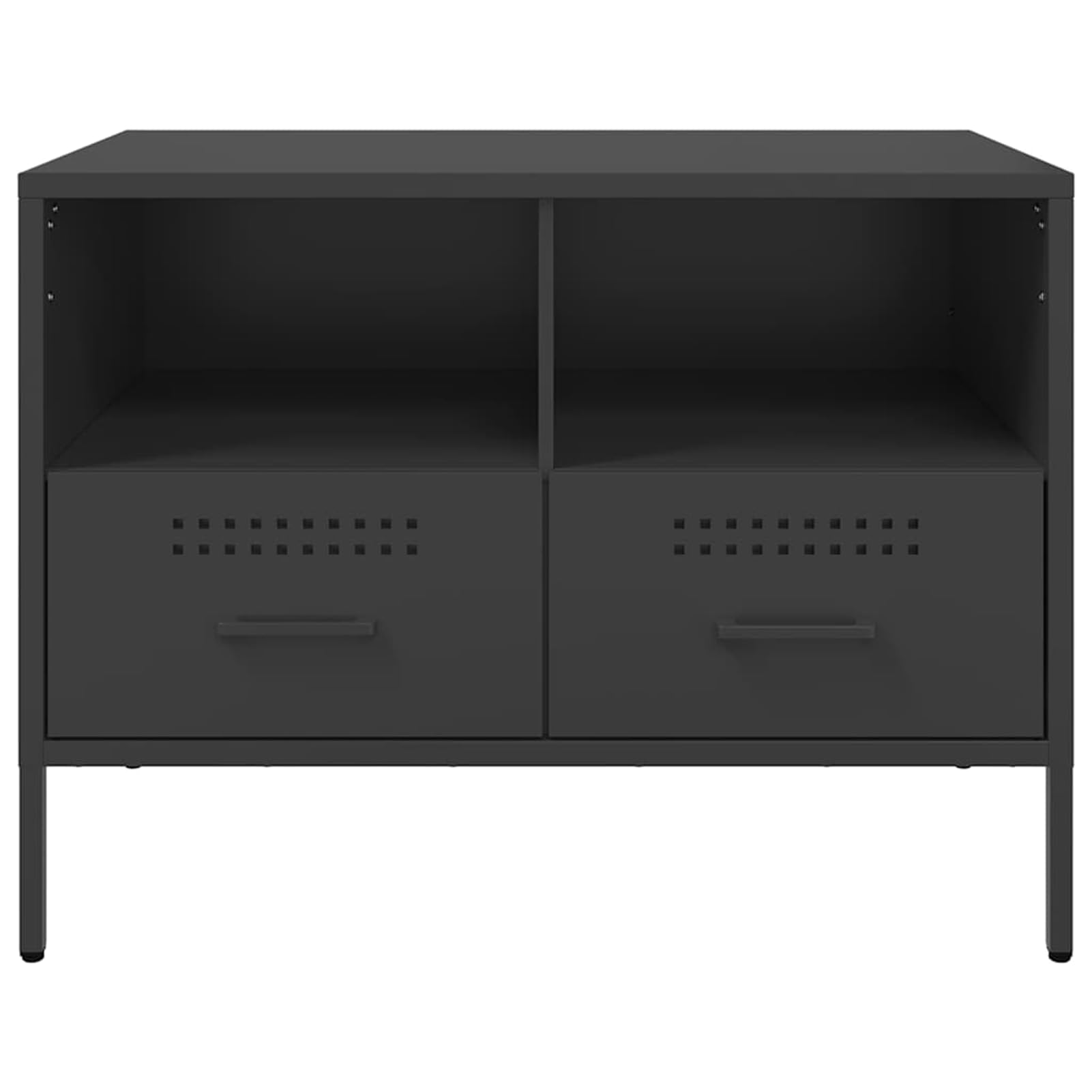 Szafki pod telewizor 2 szt. czarne ze stali walcowanej na zimno 68 x 39 x 50,5 cm z regulowanymi nóżkami do salonu i sypialni