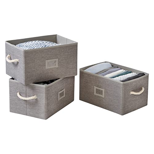 Honey-Can-Do Set of 3 Large Fabric Storage Bins with Handles, Heather Gray SFT-09684 Grey