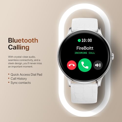 Image of Fire‑Boltt Phoenix Classic Round Smart Watch 1.39″ HD Display with Bluetooth Calling,AI Voice Assistant,SpO2 & Heart Rate Monitor, 120+ Sports Modes,IP67 Waterproof Smart Watch for Men & Women - White
