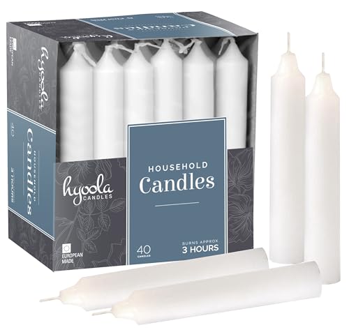 Bougies coniques blanches 100 mm non parfumées Hyoola | Lot de 40