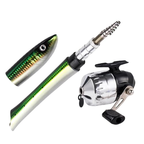 Caña de pescar portátil, juego de caña de pescar y carrete, caña de pescar desplegada, herramienta de pesca, equipo de pesca ligero de viaje, caña de pescar plegable compacta para campistas, agua