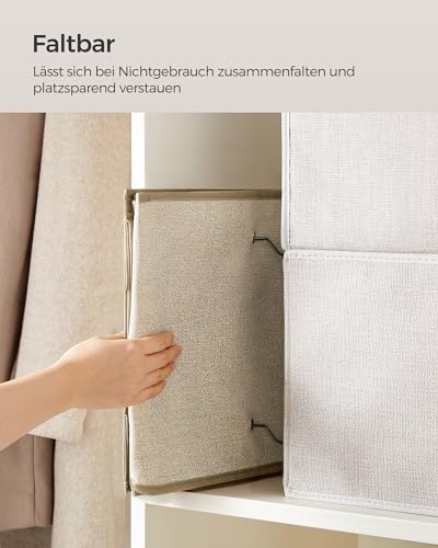 SONGMICS Hängeorganizer, Schrank-Organizer, Hängeregal, Hängeaufbewahrung, faltbar und platzsparend, Metallhaken und Bambus-Einsätze, leinenartige Textur, sandbeige RCH005Y01