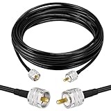 Superbat Câble RG8X CB 7.6m UHF PL259 Mâle vers Mâle 50 ohms Faible Perte pour Radio HA...
