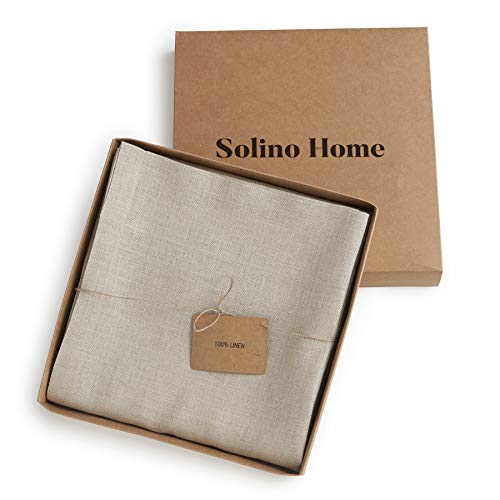 Solino Home Natural Linen Curtain 120 Inches Long, Light Filtering Rod Pocket Curtain 52 x 120 Inch, 100% Pure Linen European Flax Window Treatment for Living Room, Bedroom