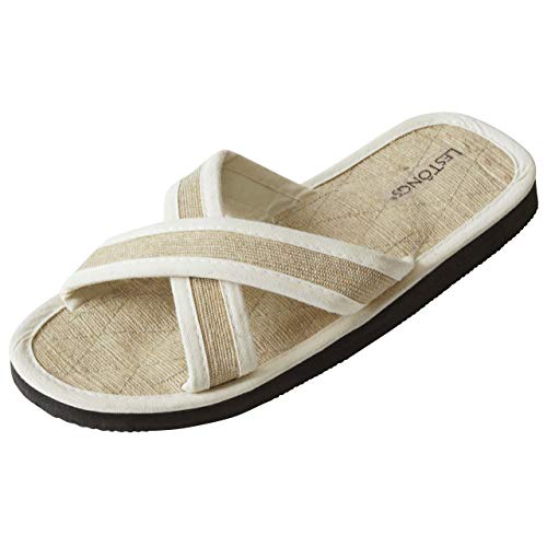 Japanwelt Les Tongs Zimtlatschen Jute-X in Jute Weiß - vegane Zimtsandalen aus Vietnam - Wellness Zimtsohle aus Luffa Größe 43-44 EU