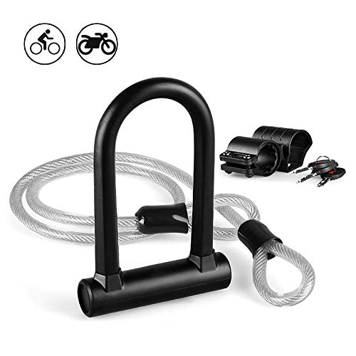 Aibrisk U Lock Bike Lock,Heavy Duty Bicycle U Lock with 4ft Flex Cable