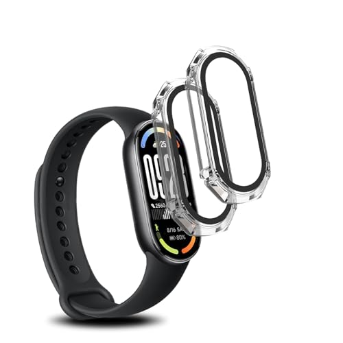 �y2���Z�b�g�zFor Xiaomi Smart Band 10 �P�[�X �J�o�[ �K���X�t�B���� ��̌^ Ubefuu �S�ʕی� �����ߗ� �����x�^�b�` �y�� �Ռ��z�� �w��h�~ �h���h�o�i�N���A*2�j