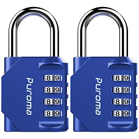 Puroma 2 Pack Combination Lock 4 Digit Padlock for School Gym Locker Sports Locker Fence Tool Case Case Hatch Storage, blue Cover