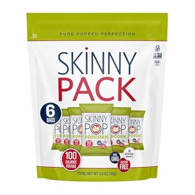SkinnyPop الفشار ، خالي من الغلوتين ، خالٍ من منتجات الألبان ، غير معدلة وراثيًا ، وجبات خفيفة صحية ، حزم الوجبات الخفيفة من الفشار الأصلي من Skinny Pop ، 0.65oz أكياس الوجبات الخفيفة ذات الحجم الفردي 6 Count