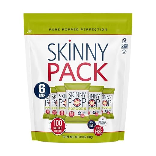 SkinnyPop Popcorn, Gluten Free, Dairy Free, Non-GMO, Healthy Snacks, Skinny Pop Original Popcorn Snack Packs, 0.65oz Individual Size Snack Bags (6 Count)