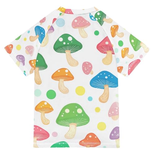 Boys Swing Shirts Mushroom Cute Food Rashguard Short Sleeve Kids T-Shirts Sun UPF 50+2