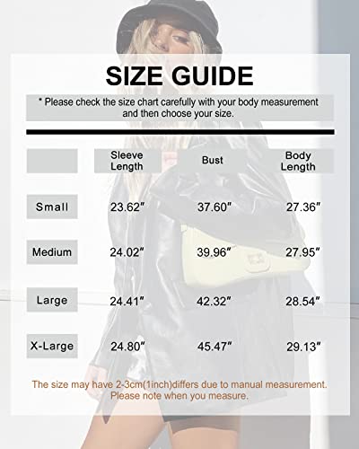 Pepochic Womens Oversized Leather Jacket Long Sleeve Faux Leather Blazer Lapel Button Down Leather Shacket Coat With Pockets #TOP3