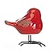 Drew Derose Glossy Red Bird On Metal Feet 4 x 4 Ceramic Collectible Figurine