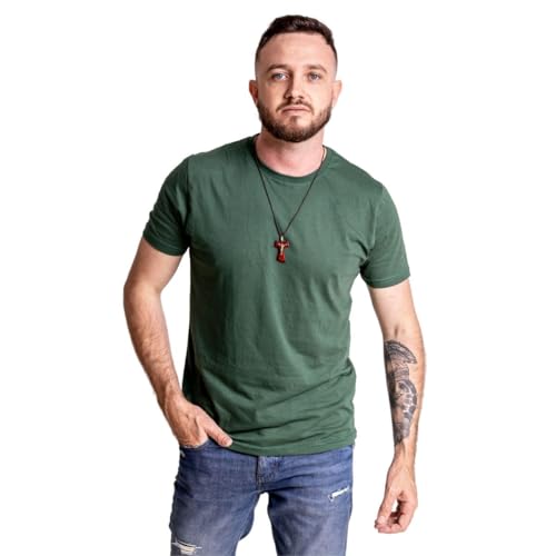 Kit 5 Camisetas Masculinas Slim Gola Algodão Premium Coloridas by ZAROC (M, VERDE/AZUL CELESTE/AMARE
