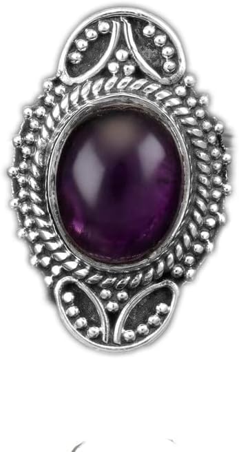 Amethyst Ring, Artisan Design Ring, Oval Ring, Boho Ring, Oval Stone Ring, February Birthstone Ring, Engagement Ring, Purple Stone Ring, Antique Ring, Healing Crystal Ring, Natural Amethyst Jewelry