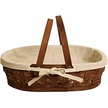 wald imports 17" Stained Woodchip w/Cloth Liner Basket, Brown