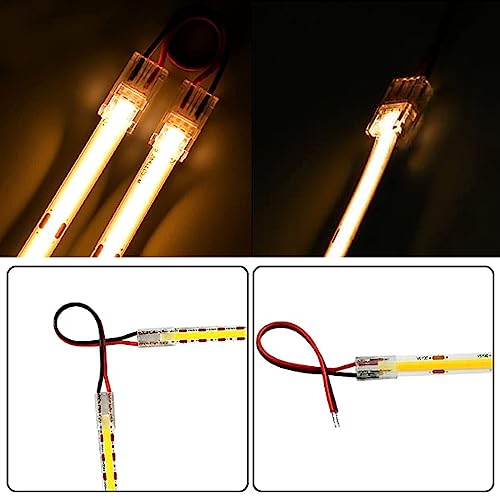 ENQIMAOYI COB LED Light Strip Connectors 2-pin 10mm LED Extension Connector Solderless Adapter Terminal Extension,Strip to Strip Jumper for COB 12V/24V Light Strips - Image 3