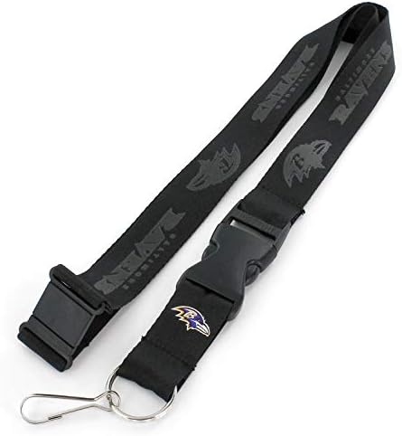 Aminco NFL Denver Broncos Black On Black Lanyard with Color Logo Buckle
