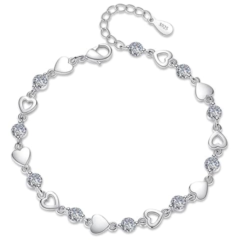 Sterling Silver Love Heart Bracelet for Women Cover
