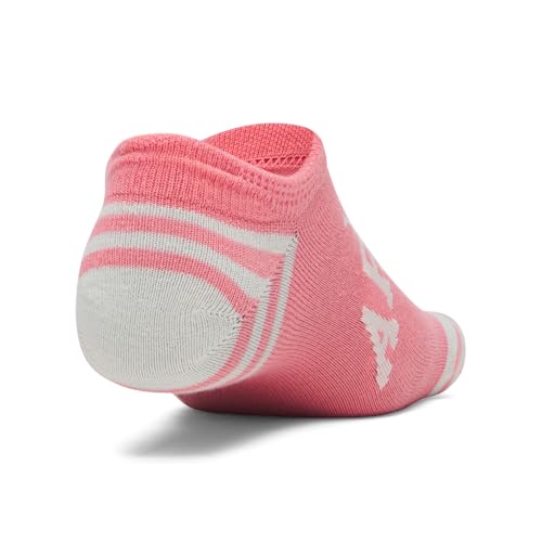 Image of Under Armour Unisex Essential No Show Socks 6 Pack, (601) Bittersweet Pink /Stone /Stone, Large