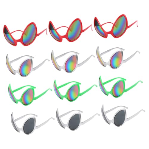 Lot de 12 lunettes de soleil extraterrestres multicolores Healvian pour cosplay