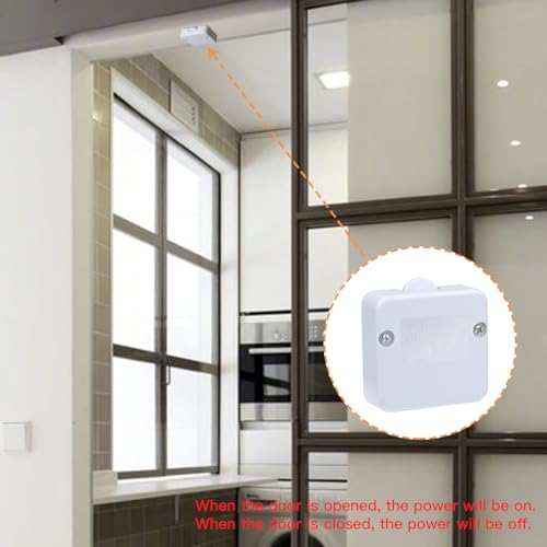 Helunsi Cabinet Door Lamp Switch, 2 Pack for Closet Light, ON Off Normally Closed Wardrobe Touch Activated, for Open Close Sliding Pressure Doors Drawers Automatic Switch - White