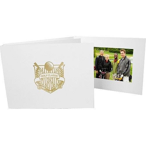 GOLF CLASSIC gold-foil design on white cardboard photo folder Our price is for 50 pcs - 4x6